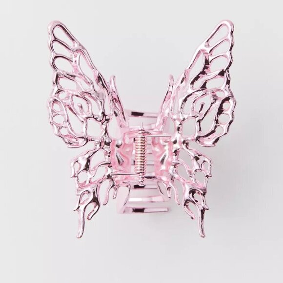 NWT Urban Outfitters Charley Metal Oversized Pink Butterfly Claw Clip - Picture 2 of 4